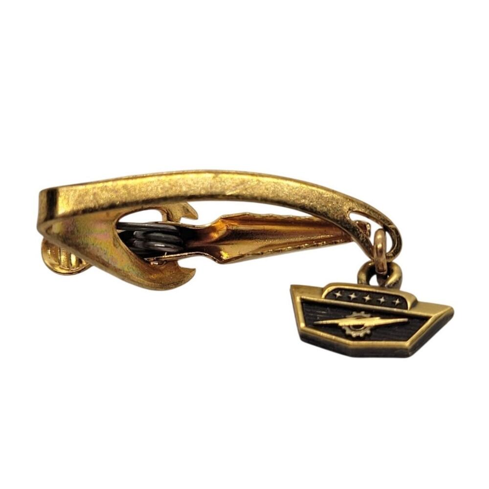 Title Ford F100 Vintage Gold Tone Tie Clip Gear Lightning Emblem Car Guy Mens